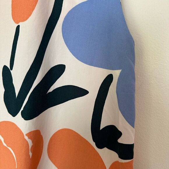 Marimekko for Uniqlo Women’s Fuzzy Peach Blue Pine Green Abstract Large Print Fl - Picture 5 of 10